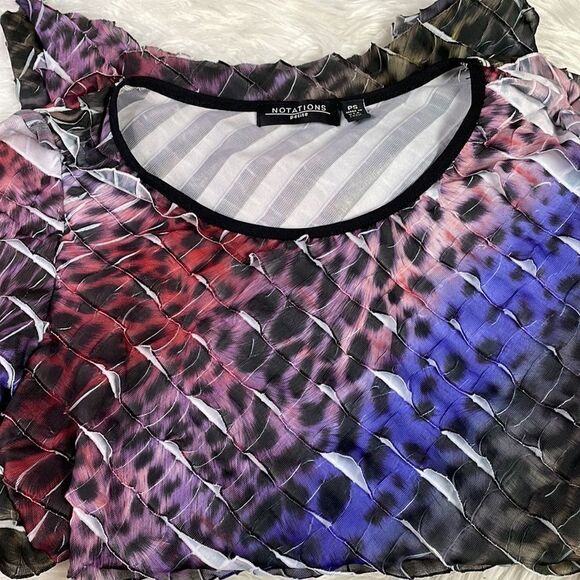 Notations Ladies Short Sleeve Top, Size Petite Small, Multicolor Animal Print - Picture 6 of 6